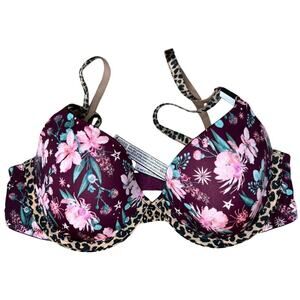 NEW Victoria's Secret Sexy Tee light Lined Demi Bra 32C pink Floral adjustable
